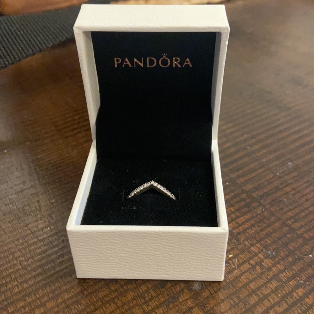 Pandora Sparkling Wishbone Ring